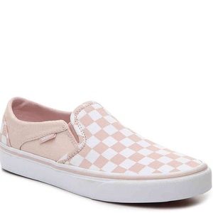 Pink and white checkerboard vans